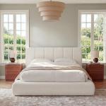 Yechen King Cloud Bed Frame with Headboard Removable, 5.9'' Boucle Upholstered Bed Rounded Corner Design, Soft Modern Low Platform Floor-Standing Support, Easy Assembly, No Box Spring Needed, Cream