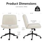 OLIXIS Criss Cross Chair with Wheels Wide Cross Legged Office Desk Vanity Chair Comfy Fabric Armless Adjustable Swivel for Home Computer Task Fabric Beige
