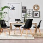 OLIXIS Dining Chairs Set of 8 Kitchen Mid Century Modern Chairs with Wood Legs and PU Leather Cushion for Living Room Bedroom Outdoor Lounge, Black