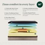 Zinus Lumbar+ Premium Memory Foam Mattress – 14 Inch, King, Lumbar Support, Targeted Pressure Relief, Cooling Gel & Green Tea, Fiberglass Free, Medium Firm, CertiPUR-US & OEKO-TEX Certified