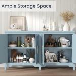 Jocoevol Buffet Cabinet with Storage, 55" Blue Kitchen Storage Cabinet with Shelves, Modern Farmhouse Coffee Bar Station for Dining Room, Kitchen Buffet, Slate Blue