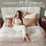 Yechen King Cloud Bed Frame with Headboard Removable, 5.9'' Boucle Upholstered Bed Rounded Corner Design, Soft Modern Low Platform Floor-Standing Support, Easy Assembly, No Box Spring Needed, Cream