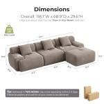 LIKIMIO LumiCord Modular Sectional Sofa with Ottoman, 118" L-Shaped Boneless Couch for Living Room, Oversized Deep Seat with Corduroy Upholstery, No Assembly Required, Light Brown