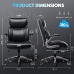 MALOL Ergonomic High-Back Executive Office Chairs, Heavy Duty Home Computer Chair with Lumbar Support, Flip-Up Arms, and PU Leather Upholstery, Black