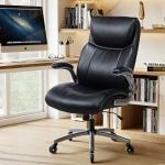 MALOL Ergonomic High-Back Executive Office Chairs, Heavy Duty Home Computer Chair with Lumbar Support, Flip-Up Arms, and PU Leather Upholstery, Black