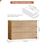 Ieejdn Fluted Dresser for Bedroom with 6 Drawers, 47.2" Modern Chest of Drawers with Faux Marble Top, Curved Profile Design,Dresser TV Stand, Wood Drawer Organizer for Living Room, Hallway, Natural