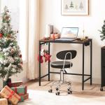 HOOBRO Computer Desk, Home Office Desk with Power Outlet, Modern Study Writing Desk with 3 Hooks for Study Room, Home Office, Sturdy and Stable, Easy to Assemble, Rustic Brown and Black BF40UDN01