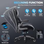 MALOL Ergonomic High-Back Executive Office Chairs, Heavy Duty Home Computer Chair with Lumbar Support, Flip-Up Arms, and PU Leather Upholstery, Black