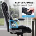 MALOL Ergonomic High-Back Executive Office Chairs, Heavy Duty Home Computer Chair with Lumbar Support, Flip-Up Arms, and PU Leather Upholstery, Black