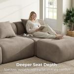 LIKIMIO LumiCord Modular Sectional Sofa with Ottoman, 118" L-Shaped Boneless Couch for Living Room, Oversized Deep Seat with Corduroy Upholstery, No Assembly Required, Light Brown