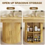 HOMCOM 43.3" to 59" Extendable Dining Table for 4-6, Farmhouse Round to Oval Kitchen Table with Storage, Fluted Sliding Doors and Pedestal Base for Small Spaces Kitchen Dining Room, Natural Wood