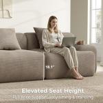 LIKIMIO LumiCord Modular Sectional Sofa with Ottoman, 118" L-Shaped Boneless Couch for Living Room, Oversized Deep Seat with Corduroy Upholstery, No Assembly Required, Light Brown