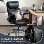 MALOL Ergonomic High-Back Executive Office Chairs, Heavy Duty Home Computer Chair with Lumbar Support, Flip-Up Arms, and PU Leather Upholstery, Black