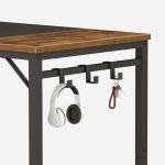 HOOBRO Computer Desk, Home Office Desk with Power Outlet, Modern Study Writing Desk with 3 Hooks for Study Room, Home Office, Sturdy and Stable, Easy to Assemble, Rustic Brown and Black BF40UDN01