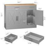 Shintenchi Modern Farmhouse Sideboard Buffet Cabinet with Storage with 3 Doors,42" Barn Doors Buffet Cabinet with Storage,Wood Coffee Bar Cabinets with Adjustable Shelf for Kitchen,Living Room,Grey