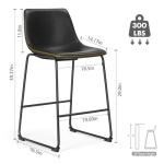 Sweetcrispy Counter Height Bar Stools Set of 4, 30 inch Height Stool Faux Leather Barstools with Back, Armless Kitchen Island Countertop Comfortable Modern Chairs with Metal Legs, Elegant Black