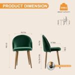 Lightdot Dining Chairs Set of 2, Velvet Comfortable Seats, Mid-Century Modern Living Room Chairs, Upholstered Kitchen Chairs with Wooden Legs and Padded Seat for Bedroom Office - Dark Green