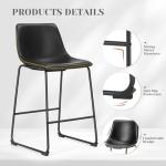 Sweetcrispy Counter Height Bar Stools Set of 4, 30 inch Height Stool Faux Leather Barstools with Back, Armless Kitchen Island Countertop Comfortable Modern Chairs with Metal Legs, Elegant Black