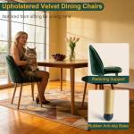 Lightdot Dining Chairs Set of 2, Velvet Comfortable Seats, Mid-Century Modern Living Room Chairs, Upholstered Kitchen Chairs with Wooden Legs and Padded Seat for Bedroom Office - Dark Green