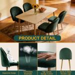 Lightdot Dining Chairs Set of 2, Velvet Comfortable Seats, Mid-Century Modern Living Room Chairs, Upholstered Kitchen Chairs with Wooden Legs and Padded Seat for Bedroom Office - Dark Green