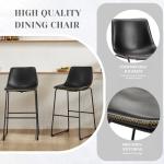 Sweetcrispy Counter Height Bar Stools Set of 4, 30 inch Height Stool Faux Leather Barstools with Back, Armless Kitchen Island Countertop Comfortable Modern Chairs with Metal Legs, Elegant Black