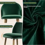 Lightdot Dining Chairs Set of 2, Velvet Comfortable Seats, Mid-Century Modern Living Room Chairs, Upholstered Kitchen Chairs with Wooden Legs and Padded Seat for Bedroom Office - Dark Green