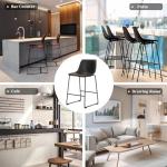 Sweetcrispy Counter Height Bar Stools Set of 4, 30 inch Height Stool Faux Leather Barstools with Back, Armless Kitchen Island Countertop Comfortable Modern Chairs with Metal Legs, Elegant Black
