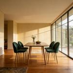 Lightdot Dining Chairs Set of 2, Velvet Comfortable Seats, Mid-Century Modern Living Room Chairs, Upholstered Kitchen Chairs with Wooden Legs and Padded Seat for Bedroom Office - Dark Green