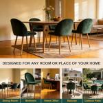 Lightdot Dining Chairs Set of 2, Velvet Comfortable Seats, Mid-Century Modern Living Room Chairs, Upholstered Kitchen Chairs with Wooden Legs and Padded Seat for Bedroom Office - Dark Green