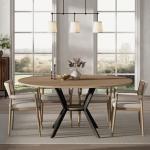 42"-58" Extendable Round Dining Table for 4-6, Kitchen Oval Table with Hidden Leaves & Storage Shelf, Space Saving Modern Design with Sturdy Metal Legs for Kitchen, Dining Room & Small Apartments