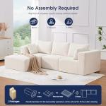 KINGYES 107'' Modular Sectional Sofa, L Shaped Cloud Couch for Living Room, Modern Boneless Sofa with Chaise for Bedroom, Beige