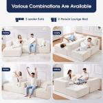 KINGYES 107'' Modular Sectional Sofa, L Shaped Cloud Couch for Living Room, Modern Boneless Sofa with Chaise for Bedroom, Beige