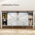 HOMCOM 59 Inch Farmhouse Sideboard Buffet Cabinet with Thick Top, Coffee Bar Cabinet with 2 Sliding Barn Doors, 4 Drawers and 2 Adjustable Shelves for Kitchen, Distressed White