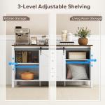 HOMCOM 59 Inch Farmhouse Sideboard Buffet Cabinet with Thick Top, Coffee Bar Cabinet with 2 Sliding Barn Doors, 4 Drawers and 2 Adjustable Shelves for Kitchen, Distressed White