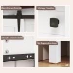 HOMCOM 59 Inch Farmhouse Sideboard Buffet Cabinet with Thick Top, Coffee Bar Cabinet with 2 Sliding Barn Doors, 4 Drawers and 2 Adjustable Shelves for Kitchen, Distressed White