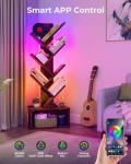 Evermagin 6 Tier Tree Bookshelf with Lights, LED Book Tree Bookcase with Storage Organizer, Small Corner Bookshelf Floor Standing Book Shelf for Living Room, Bedroom & Home Office, Rustic Brown