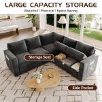 SUAWY 83.5" Sectional Sleeper Sofa with Pull Out Couch, Modern 5 Seat L Shaped Modular Couch, Sectionals Modular Sofa with Storage, Comfy Sectional Couches for Living Room & Apartment, Dark Gray