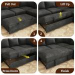 SUAWY 83.5" Sectional Sleeper Sofa with Pull Out Couch, Modern 5 Seat L Shaped Modular Couch, Sectionals Modular Sofa with Storage, Comfy Sectional Couches for Living Room & Apartment, Dark Gray