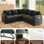 SUAWY 83.5" Sectional Sleeper Sofa with Pull Out Couch, Modern 5 Seat L Shaped Modular Couch, Sectionals Modular Sofa with Storage, Comfy Sectional Couches for Living Room & Apartment, Dark Gray