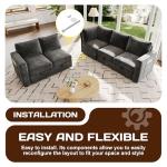 SUAWY 83.5" Sectional Sleeper Sofa with Pull Out Couch, Modern 5 Seat L Shaped Modular Couch, Sectionals Modular Sofa with Storage, Comfy Sectional Couches for Living Room & Apartment, Dark Gray