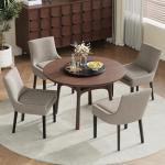 COLAMY Upholstered Dining Chairs Set of 4 with Mid Back and Wood Legs, Modern Accent Side Chairs for Living Room/Dining Room-Camel