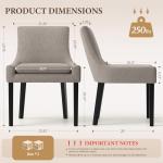 COLAMY Upholstered Dining Chairs Set of 4 with Mid Back and Wood Legs, Modern Accent Side Chairs for Living Room/Dining Room-Camel