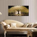 Golden Tree Of Life Wall Art Decor Modern Art Wall Decor Ready To Hang Artwork Canvas Wall Art For Bedroom Living Room Bathroom Office Kitchen Canvas Prints 20x40 Inch