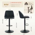 COLAMY Bar Stools Set of 4, Modern Swivel Bar Chairs, Adjustable PU Leather Upholstered Barstools Counter Height with Full Backrest for Bar, Dining Room, Kitchen Island, Black