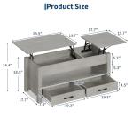 IDEALHOUSE 47.2" Coffee Table with Storage, Multi-Function Lift Top Coffee Table with Wooden Lift Tabletop, 2 Drawers and Hidden Compartment, Central Table for Living Room Home Office, Grey