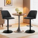 COLAMY Bar Stools Set of 4, Modern Swivel Bar Chairs, Adjustable PU Leather Upholstered Barstools Counter Height with Full Backrest for Bar, Dining Room, Kitchen Island, Black