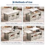 IDEALHOUSE 47.2" Coffee Table with Storage, Multi-Function Lift Top Coffee Table with Wooden Lift Tabletop, 2 Drawers and Hidden Compartment, Central Table for Living Room Home Office, Grey