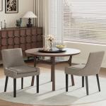 COLAMY Upholstered Dining Chairs Set of 4 with Mid Back and Wood Legs, Modern Accent Side Chairs for Living Room/Dining Room-Camel