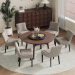 COLAMY Upholstered Dining Chairs Set of 4 with Mid Back and Wood Legs, Modern Accent Side Chairs for Living Room/Dining Room-Camel