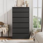 Black Tall 7 Drawer Dresser for Bedroom, Modern Wood Closet Dressers & Chests of Drawers with Jewelry Storage, 23.6" L*15.8" W*47.5" H in Large Vertical Dresser for Bedroom, Living Room, Nursery